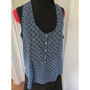 Hippie Laundry Blue Geometric Sleeveless Tank Top XL